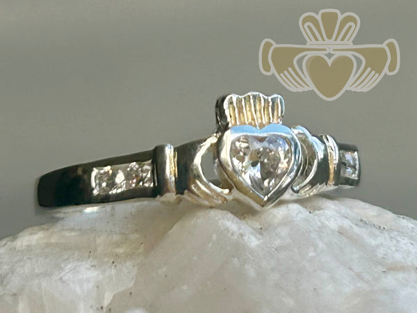 Silver Ladies Birthstone Ring - April