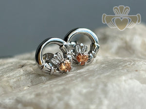 Silver Birth Stone Claddagh Earring - November