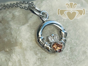 Silver Birth Stone Claddagh Pendant - November