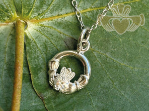 Silver Birth Stone Claddagh Pendant - April