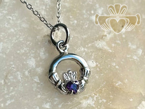 Silver Birth Stone Claddagh Pendant - June