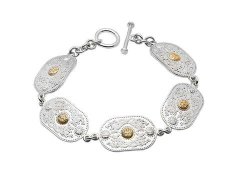 Arda Sterling Silver with Gold Boss Bracelet (25mm)