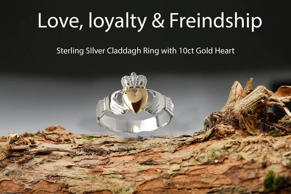 Silver And Gold Heart Claddagh Ring