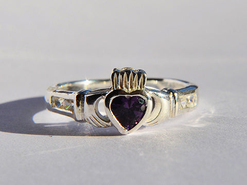 Silver Ladies Birthstone Ring - February