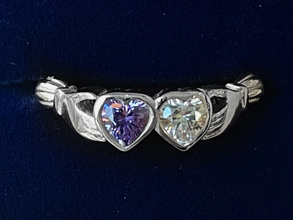 Silver Two Hearts Ring